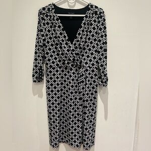 White House Black Market Black and White Patterned Dress